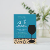 ヒョウ柄のワインの誕生日 招待状 (スタンド正面)