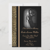 ヒョウ柄の動物の卒業発表 招待状 (裏面)