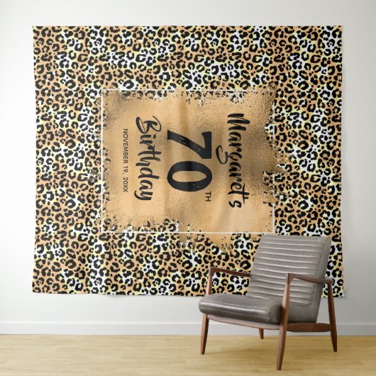 ヒョウ柄の動物プリント タペストリー (インサイチュ(横))