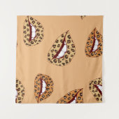 ヒョウ柄の唇の継ぎ目のない模様、チータの唇d タペストリー (正面(横))