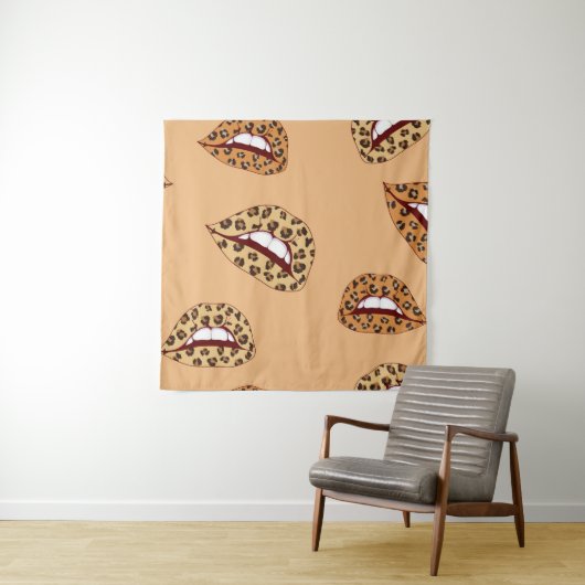 ヒョウ柄の唇の継ぎ目のない模様、チータの唇d タペストリー (インサイチュ)