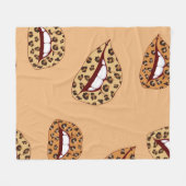 ヒョウ柄の唇の継ぎ目のない模様、チータの唇d フリースブランケット (正面(横))