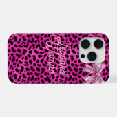ヒョウ柄の女性の携帯ケース  iPhoneケース (裏面横)