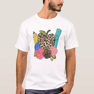ヒョウ柄の学校の初日 楽しい Tシャツ