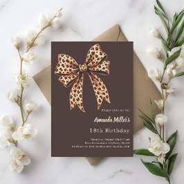 ヒョウ柄の弓ビストルブラウン誕生日 招待状