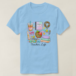 ヒョウ柄の教師のアップル バックトゥスクール, 先生の人生 Tシャツ