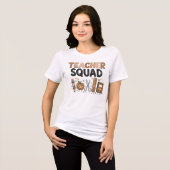 ヒョウ柄の教師チーム文房具デザイン トライブレンドTシャツ (正面全面)