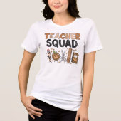 ヒョウ柄の教師チーム文房具デザイン トライブレンドTシャツ (正面)
