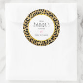 ヒョウ柄の柄を金ゴールドと黒のキッチンに ラウンドシール (バッグ)