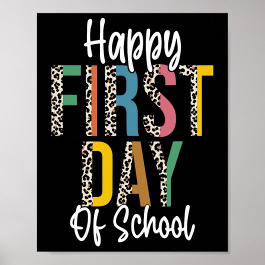 ヒョウ柄の楽しい学校の初日 Tシャツ 学校 ポスター (正面)
