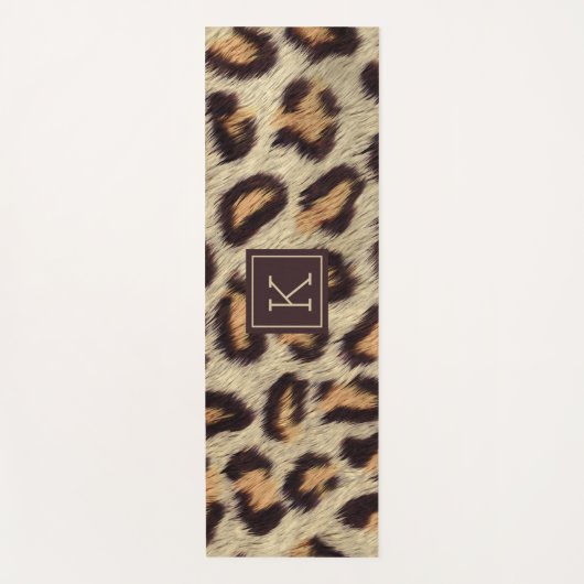 ヒョウ柄の毛のテクスチフェイクャヨガの茶色の斑点 ヨガマット (正面)