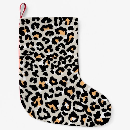 ヒョウ柄の無色の無毛の柄 スモールクリスマスストッキング (正面)