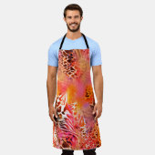 ヒョウ柄の生地ヒョウ，抽象芸術，動物 エプロン (着用した状態)