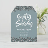 ヒョウ柄の白黒60歳と青味60歳 案内状 (スタンド正面)