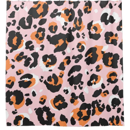 ヒョウ柄の継ぎ目がない。クラシック座トレ シャワーカーテン (正面)