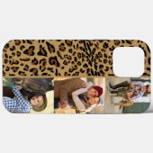 ヒョウ柄の縦3枚の写真 ブラウン Case-Mate iPhoneケース (裏面 (横))