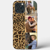 ヒョウ柄の縦3枚の写真 ブラウン Case-Mate iPhoneケース (裏面)