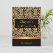 ヒョウ柄の誕生日パーティー招待状 招待状 (スタンド正面)