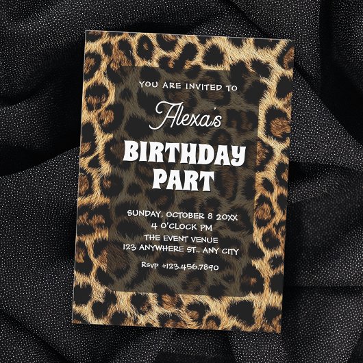 ヒョウ柄の誕生日 招待状