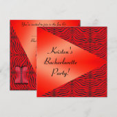 ヒョウ柄の赤い独身最後の夜の招待状 招待状 (正面/裏面)