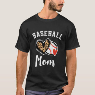 ヒョウ柄の野球ママ Tシャツ