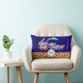 ヒョウ柄の野生動物のモノグラム入り ランバークッション (椅子)