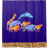 ヒョウ柄の野生動物縁ど類 シャワーカーテン (正面)