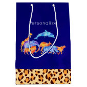 ヒョウ柄の野生動物縁ど類 ミディアムペーパーバッグ (正面)