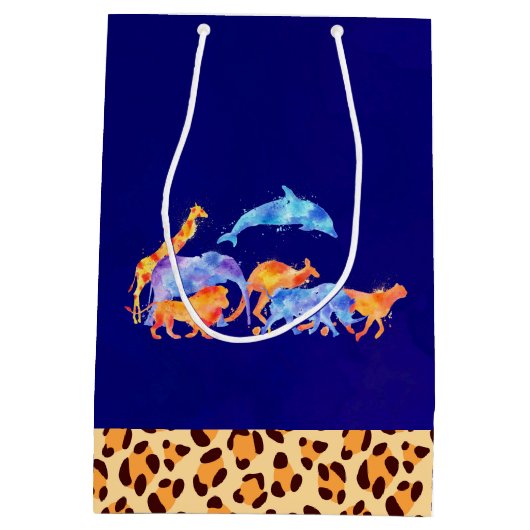 ヒョウ柄の野生動物縁ど類 ミディアムペーパーバッグ (裏面)