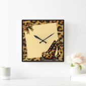 ヒョウ柄の靴パーソナライズされた スクエア壁時計 (ホーム)