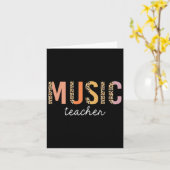 ヒョウ柄の音楽教師のかわいい学校用品 W カード (黄色い花)