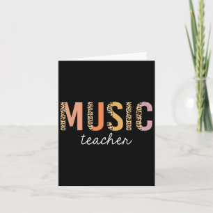 ヒョウ柄の音楽教師のかわいい学校用品 W カード