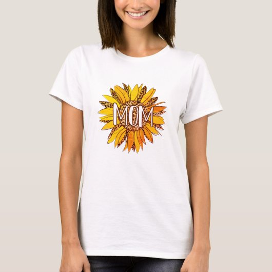 ヒョウ柄ひまわりママ Tシャツ (正面)