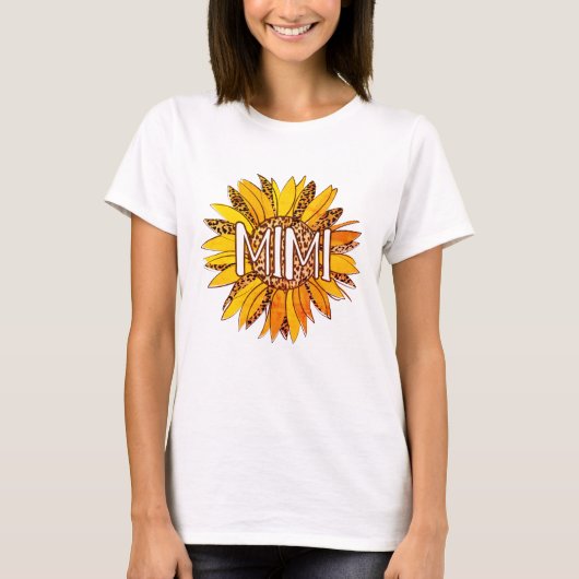 ヒョウ柄ひまわりMIMI Tシャツ (正面)