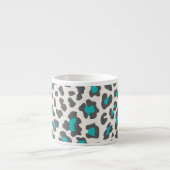 ヒョウ柄アクア、グレー、白 エスプレッソカップ (正面)