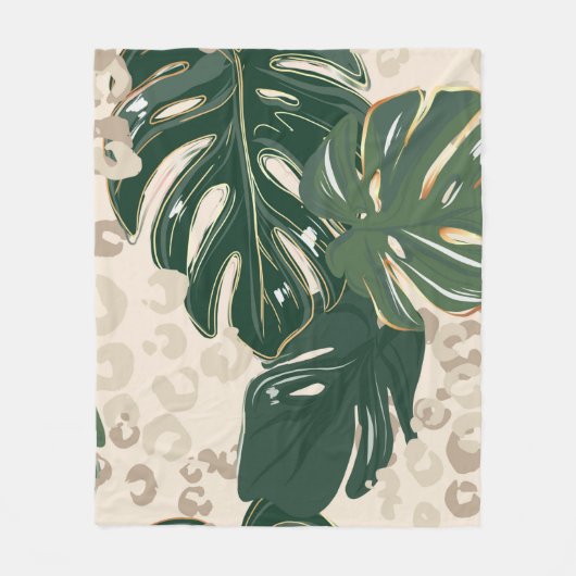 ヒョウ柄アニマルプリント継ぎ目無しデザイン フリースブランケット (正面)