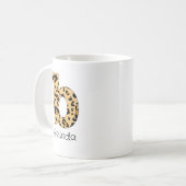 ヒョウ柄イニシャル小文字bと名前 コーヒーマグカップ (正面左)