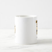 ヒョウ柄イニシャル小文字bと名前 コーヒーマグカップ (中央)