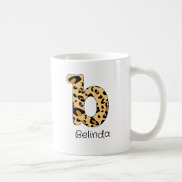 ヒョウ柄イニシャル小文字bと名前 コーヒーマグカップ