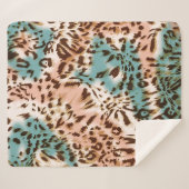 ヒョウ柄イラストレーション、アニマルプリント シェルパブランケット (正面(横))