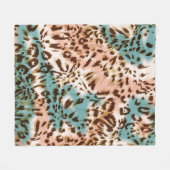 ヒョウ柄イラストレーション、アニマルプリント フリースブランケット (正面(横))