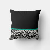 ヒョウ柄エメラルドグリーンリボンボウシック名 クッション (裏面)