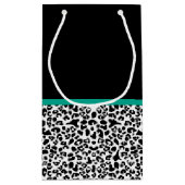 ヒョウ柄エメラルドグリーンリボンボウシック名 スモールペーパーバッグ (裏面)