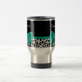 ヒョウ柄エメラルドグリーンリボンボウシック名 トラベルマグ (中央)