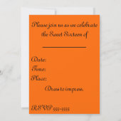 ヒョウ柄オレンジ＆ブラックのスイート16 招待状 (裏面)