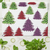 ヒョウ柄カラフルのクリスマスツリー キッチンタオル (折り畳み)