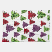 ヒョウ柄カラフルのクリスマスツリー キッチンタオル (横)