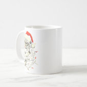 ヒョウ柄クリスマスサンタ帽子クリスマスライト女性用 コーヒーマグカップ (正面左)