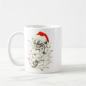 ヒョウ柄クリスマスサンタ帽子クリスマスライト女性用 コーヒーマグカップ (左)