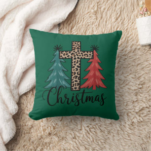 ヒョウ柄クロス クリスマスツリー キリスト教 クッション